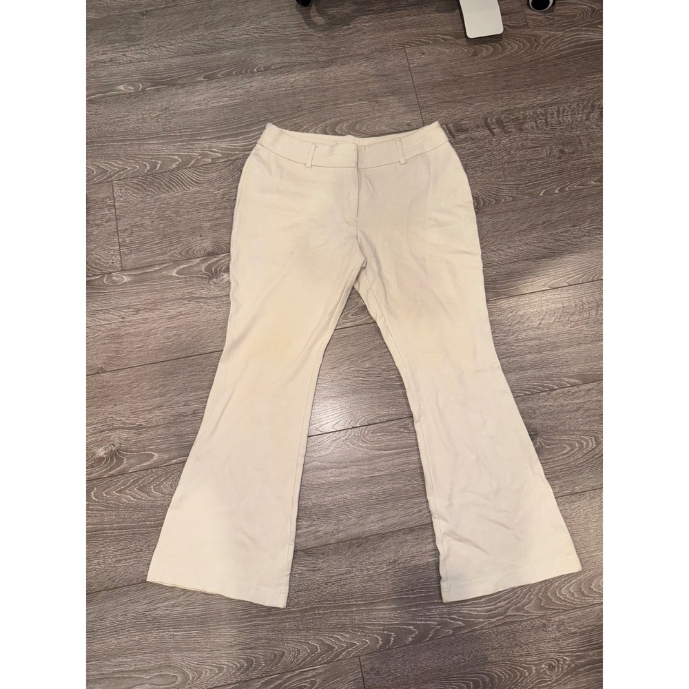 Chicos Flare Leg Trousers Cream Off White Stretch Pant Size 0.5 Regular Coquette